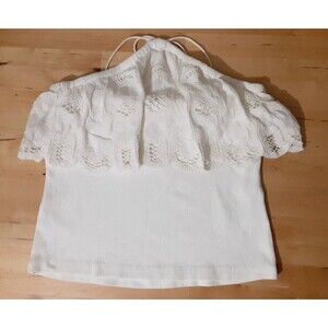 Anthropologie Top White Lace Spagetti strap Crop Size Medium
